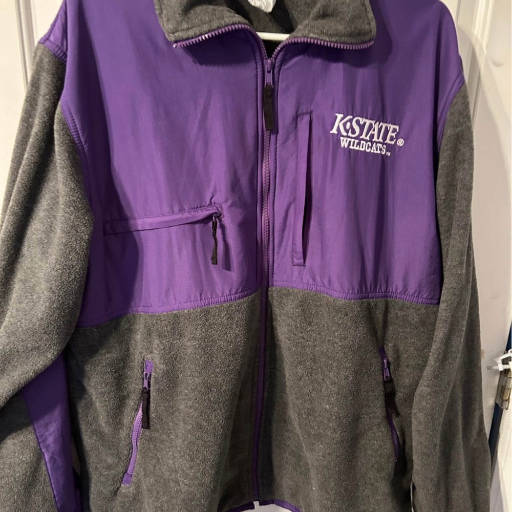 KSU Fleece Zip-IpJacket with Embroidered Wildcat & KSU lettering! Large -Unisex